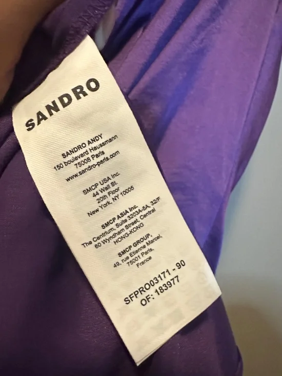 Sandro Titanic Satin Ruched Purple Dress size 36 (US 4) - Picture 10 of 12